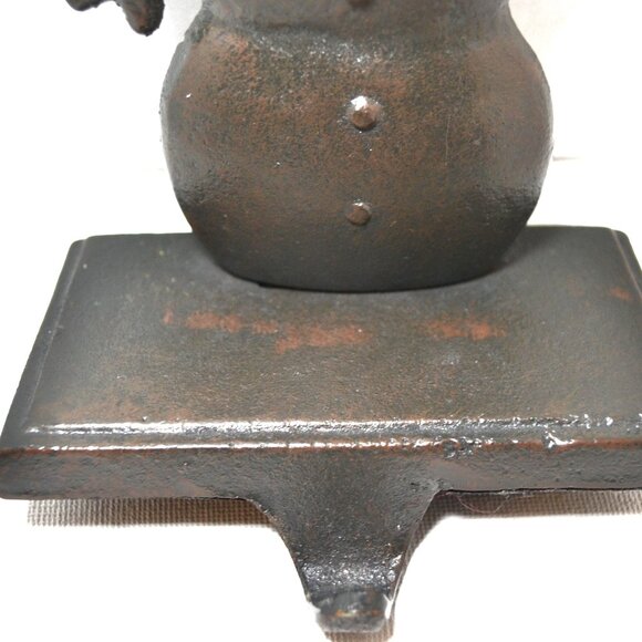 Cast Metal Snowman Christmas Stocking Holder Holiday Decor - Picture 2 of 3